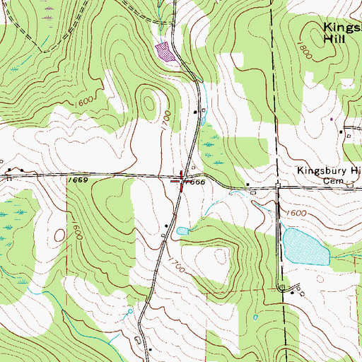Topographic Map of Kingsbury Hill Church (historical), PA