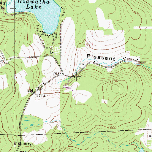 Topographic Map of Pleasant Valley Church, PA
