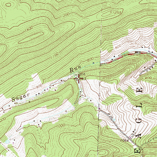 Topographic Map of Sugar Run School, PA
