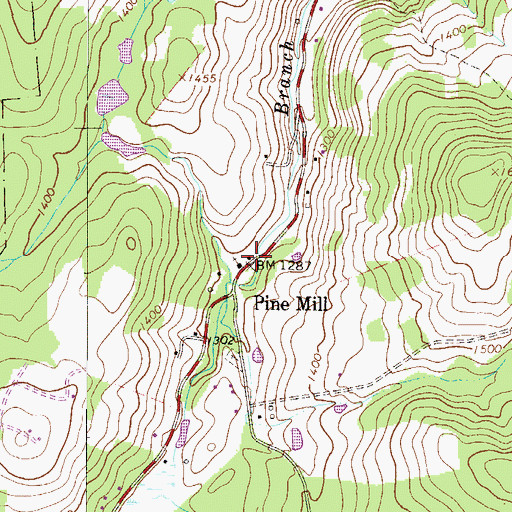 Topographic Map of Pine Mill School, PA