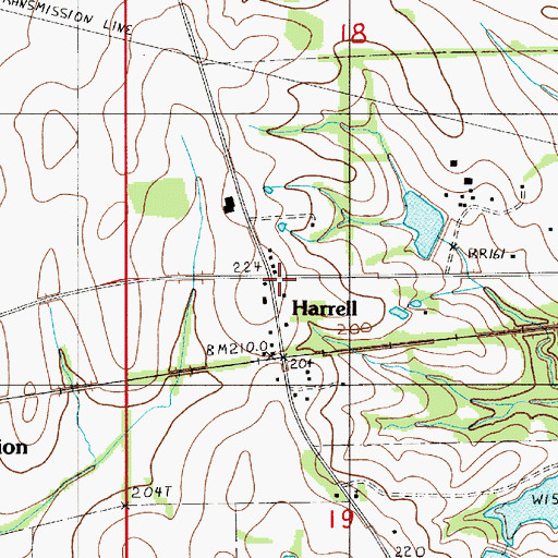 Topographic Map of Harrell, AL
