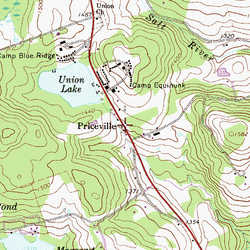 Topographic Map of Priceville School, PA