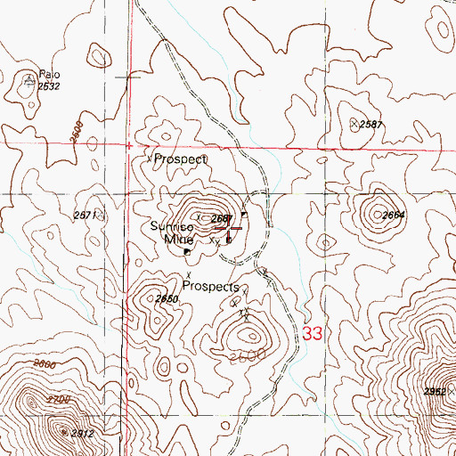 Topographic Map of Sunrise Mine, AZ