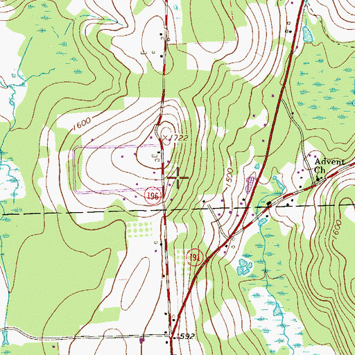 Topographic Map of Advent School, PA