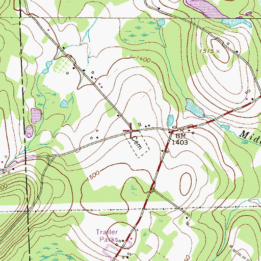 Topographic Map of Simon Church (historical), PA