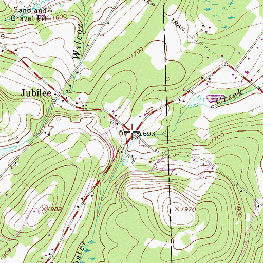 Topographic Map of Frogtown School (historical), PA