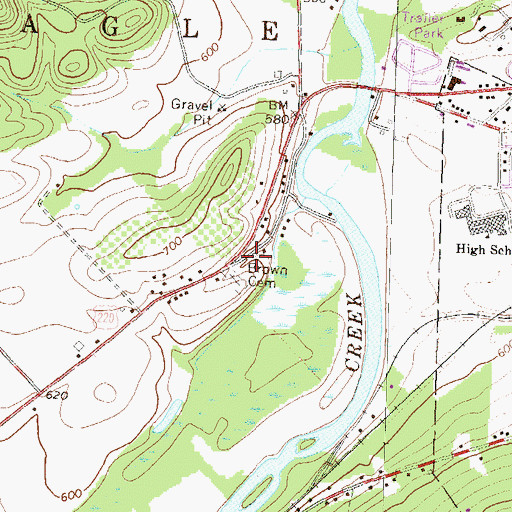 Topographic Map of Brown School, PA