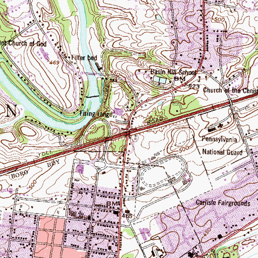 Topographic Map of Carlisle Interchange (historical), PA