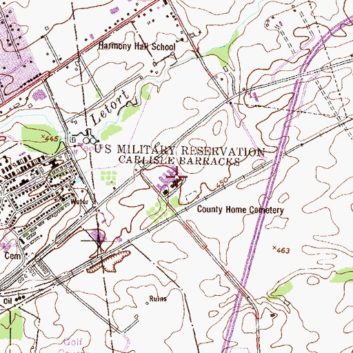 Topographic Map of Cumberland County Nursing Home, PA
