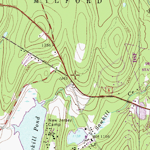 Topographic Map of Sawkill School (historical), PA