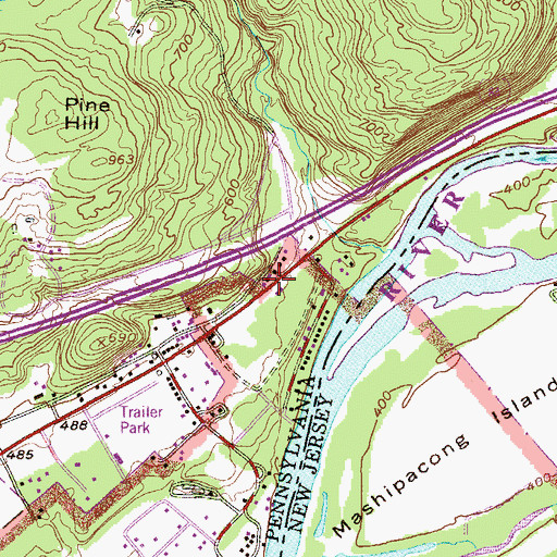 Topographic Map of Quicktown School, PA
