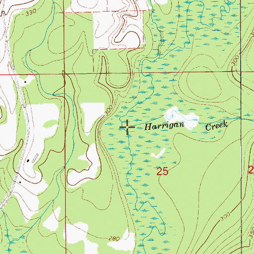 Topographic Map of Harrigan Creek, AL