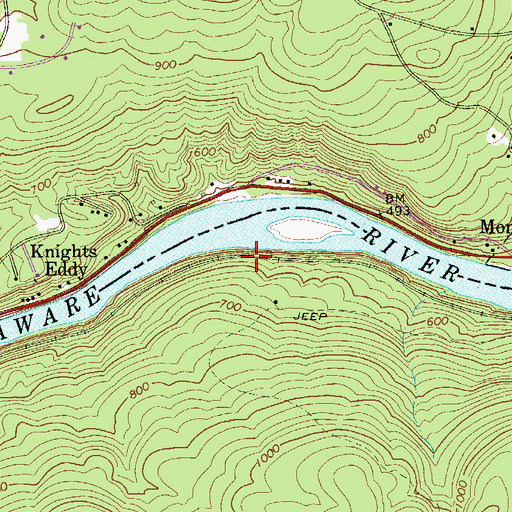 Topographic Map of Mongaup Station (historical), PA
