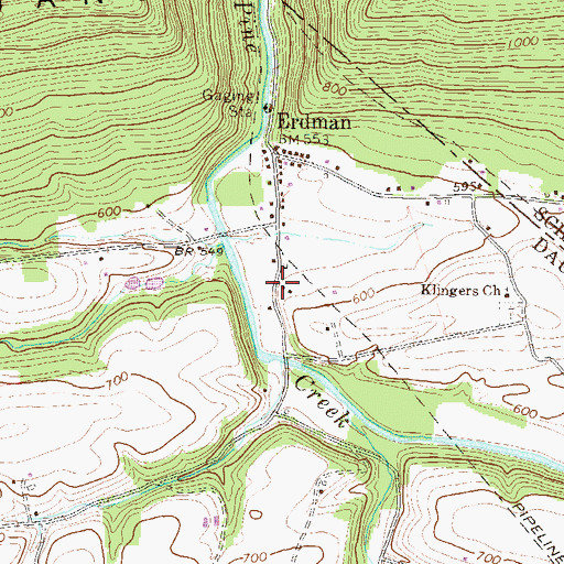 Topographic Map of Kesslers School, PA
