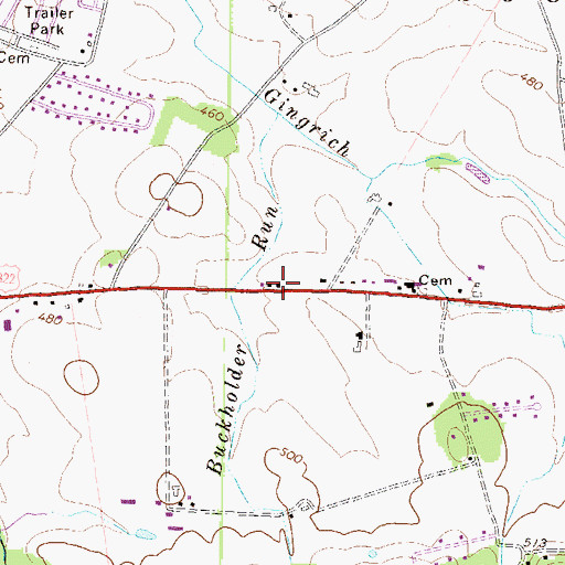 Topographic Map of Garfield School, PA
