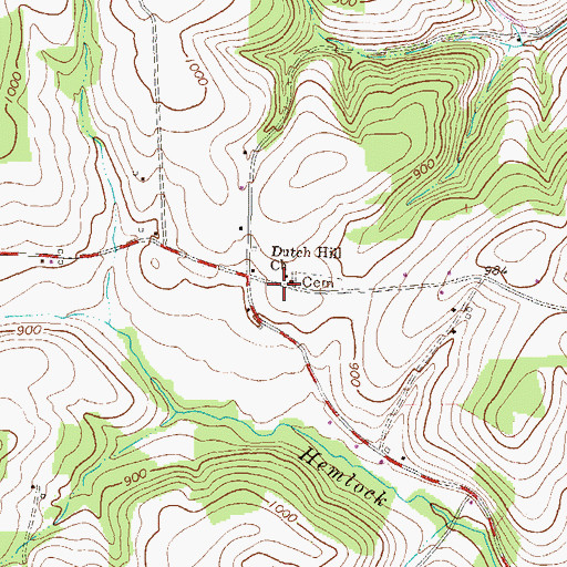 Topographic Map of Dutch Hill School (historical), PA
