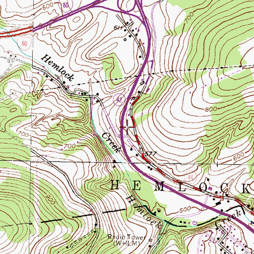 Topographic Map of Forks School (historical), PA