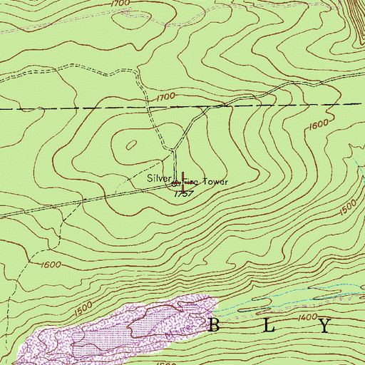Topographic Map of Silver Fire Tower, PA