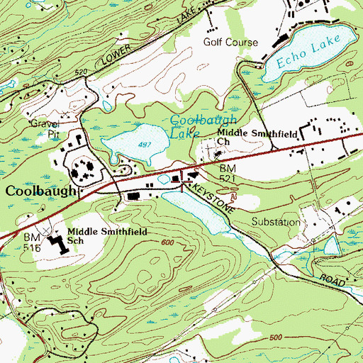 Topographic Map of Coolbaugh, PA
