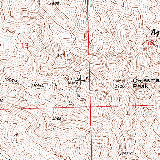 Topographic Map of Sunrise Mine, AZ