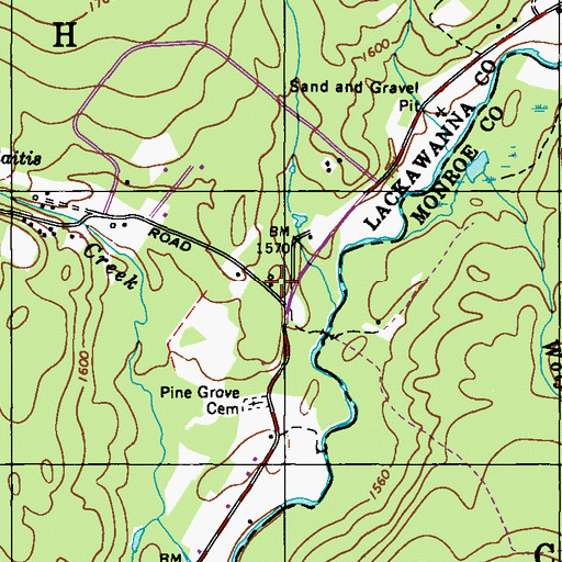 Topographic Map of Pine Grove School, PA