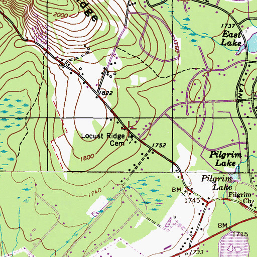 Topographic Map of Locust Ridge School, PA