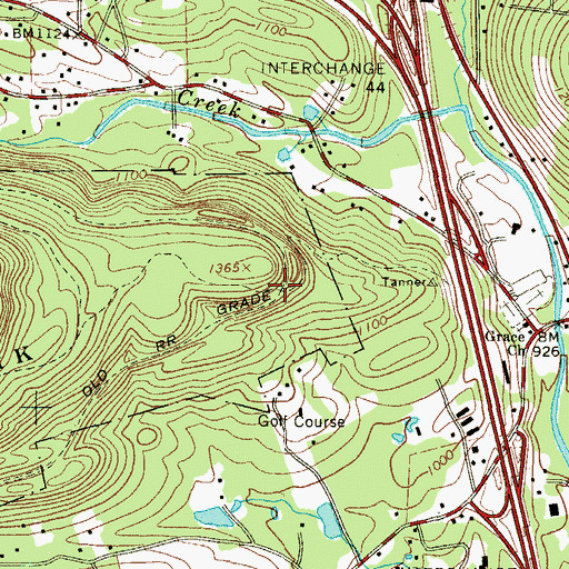 Topographic Map of Tannersville Station (historical), PA