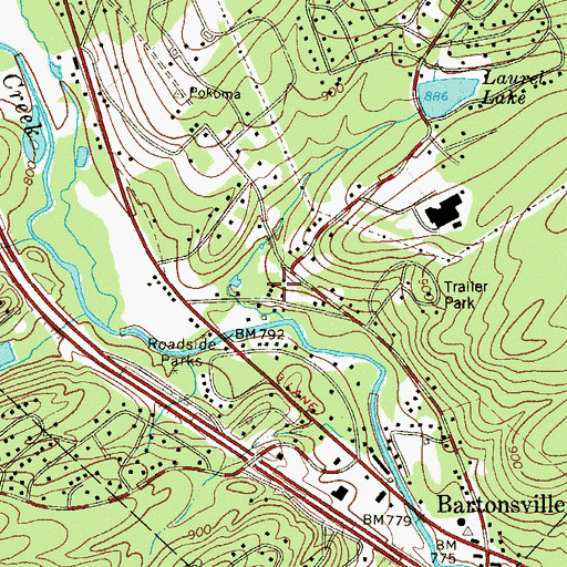 Topographic Map of Bartonsville School, PA