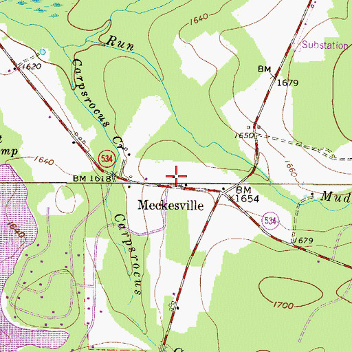 Topographic Map of Meckesville School, PA