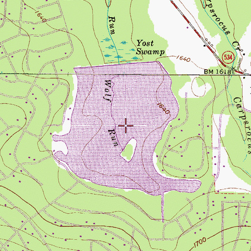 Topographic Map of Yost Swamp (historical), PA