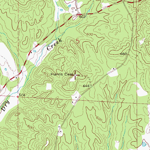 Topographic Map of Harris Cemetery, AL