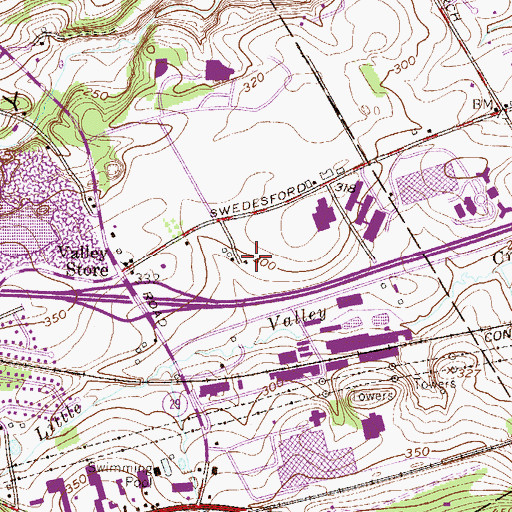 Topographic Map of Warren Tavern, PA