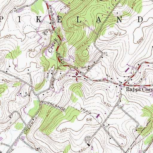 Topographic Map of West Pikeland, PA