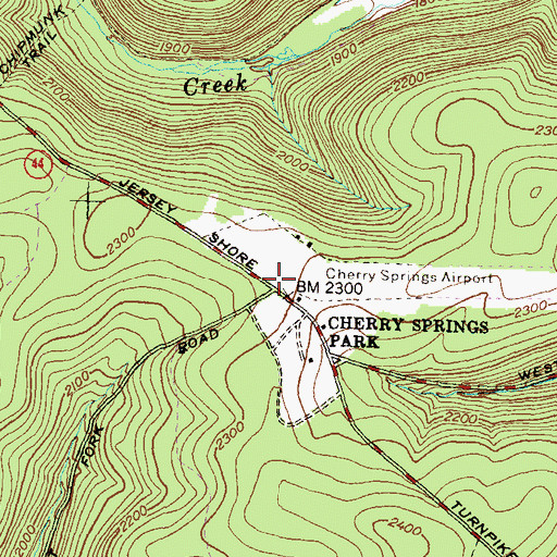 Topographic Map of Cherry Springs, PA