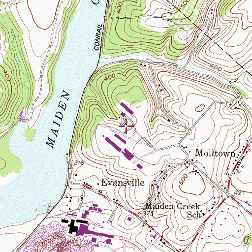 Topographic Map of Evansville Station (historical), PA