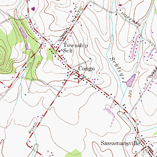 Topographic Map of Cedarville, PA