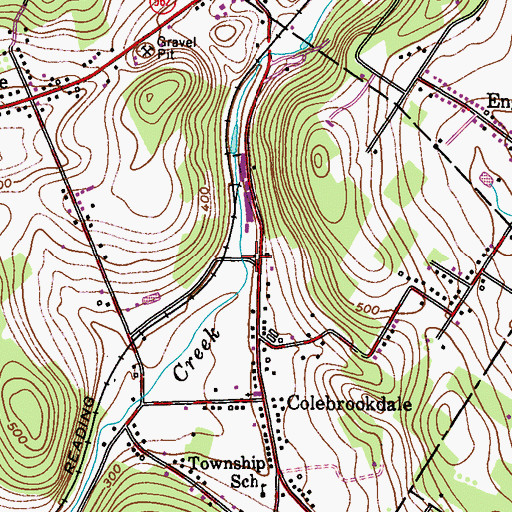 Topographic Map of Colebrookdale Station (historical), PA