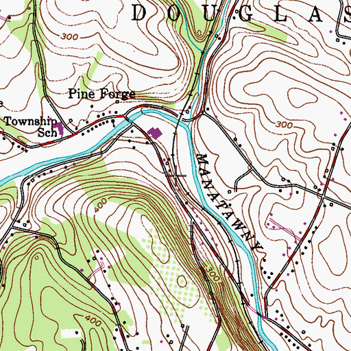 Topographic Map of Manatawny Station (historical), PA