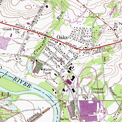 Topographic Map of Perkiomen, PA