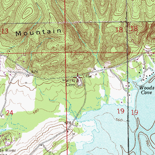 Topographic Map of Harris Cemetery, AL
