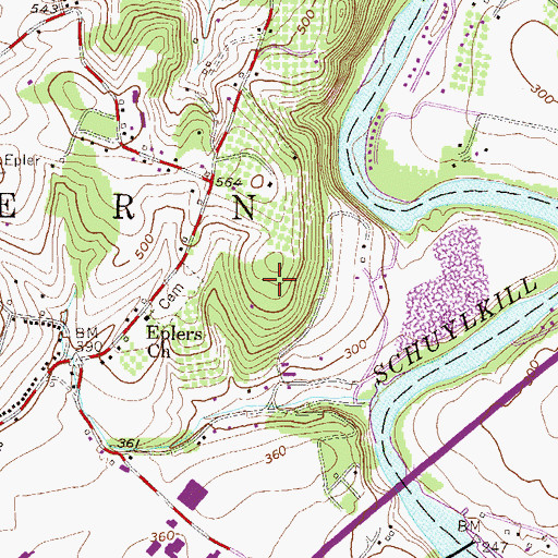 Topographic Map of Union School, PA