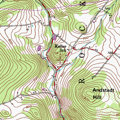 Topographic Map of Green Hill, PA