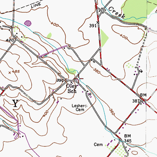 Topographic Map of Brumbach School, PA