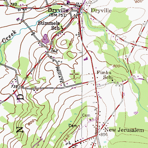 Topographic Map of Stony Point, PA
