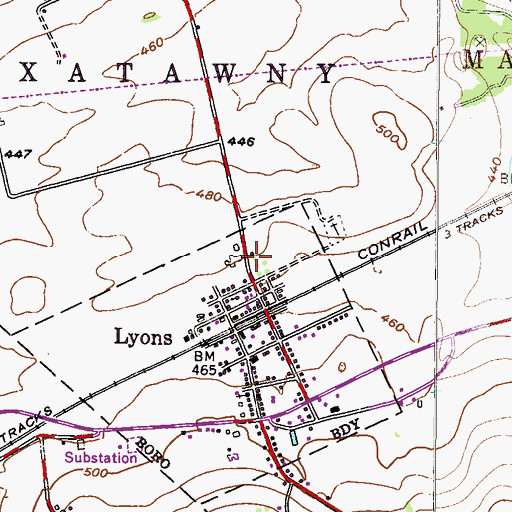 Topographic Map of Lyon Station (historical), PA