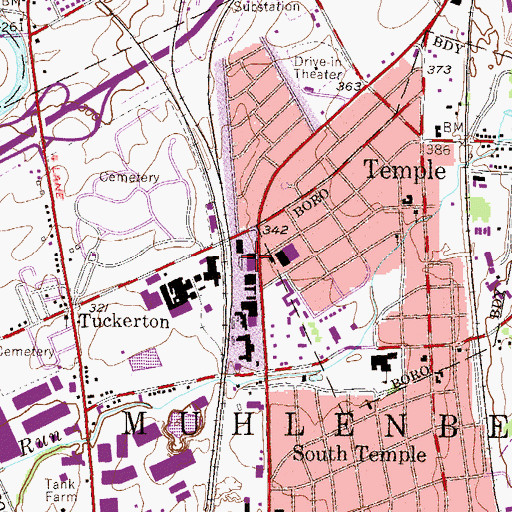 Topographic Map of Temple Station, PA