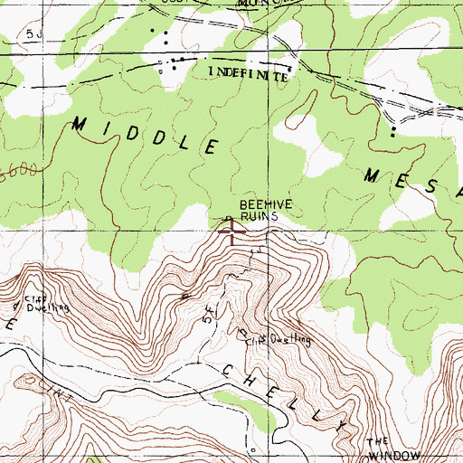 Topographic Map of Beehive Ruins, AZ