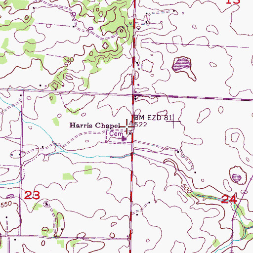 Topographic Map of Harris Chapel Missionary Baptist Church, AL