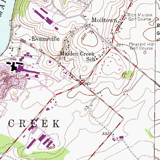Topographic Map of Schlemville, PA