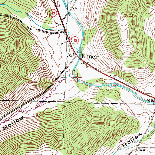 Topographic Map of Moore Hollow Run, PA